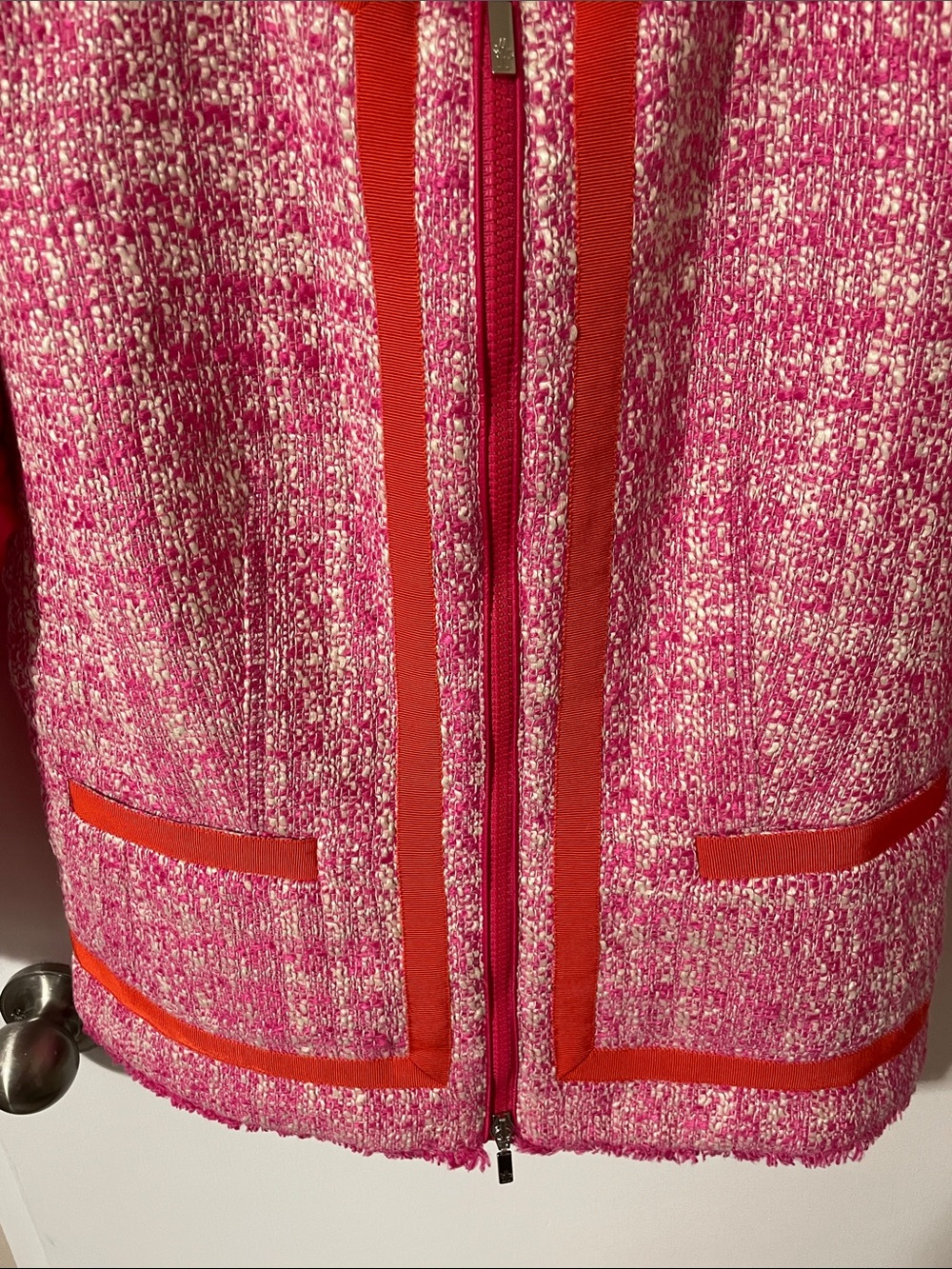 Authentic Moncler Prune Giubbotto Prune Jacket With Pink Tweed Size 3/Large - Picture 3 of 16